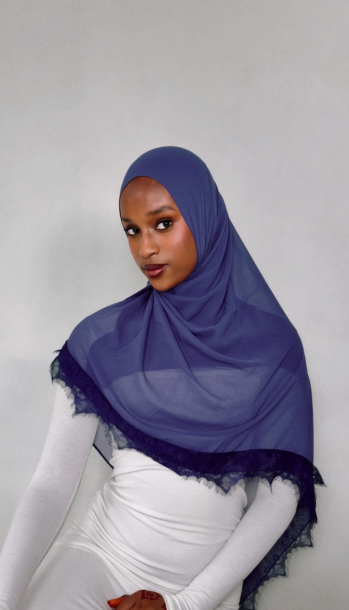 Navy Blue Lace Hijab