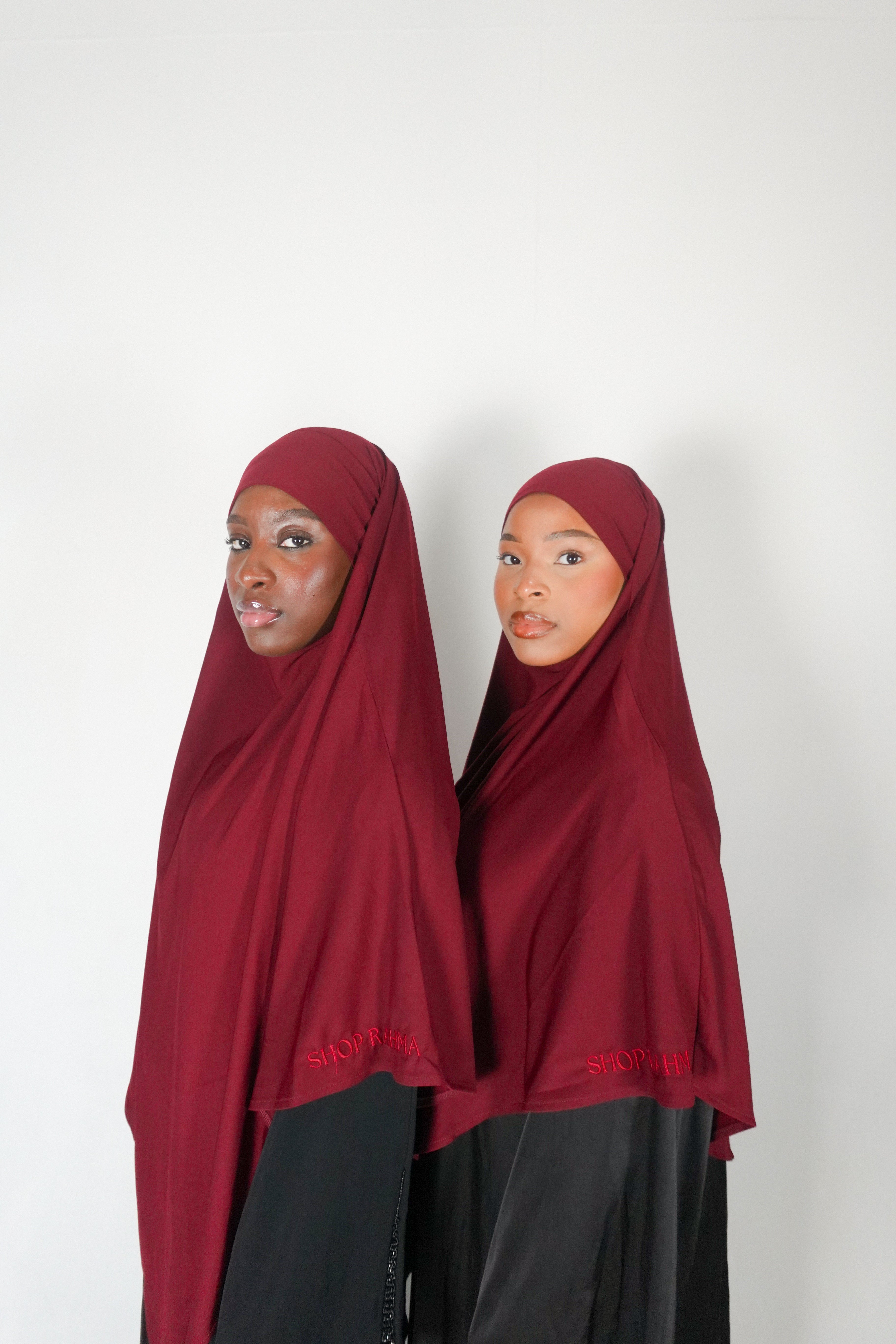 Burgundy Jersey Khimar
