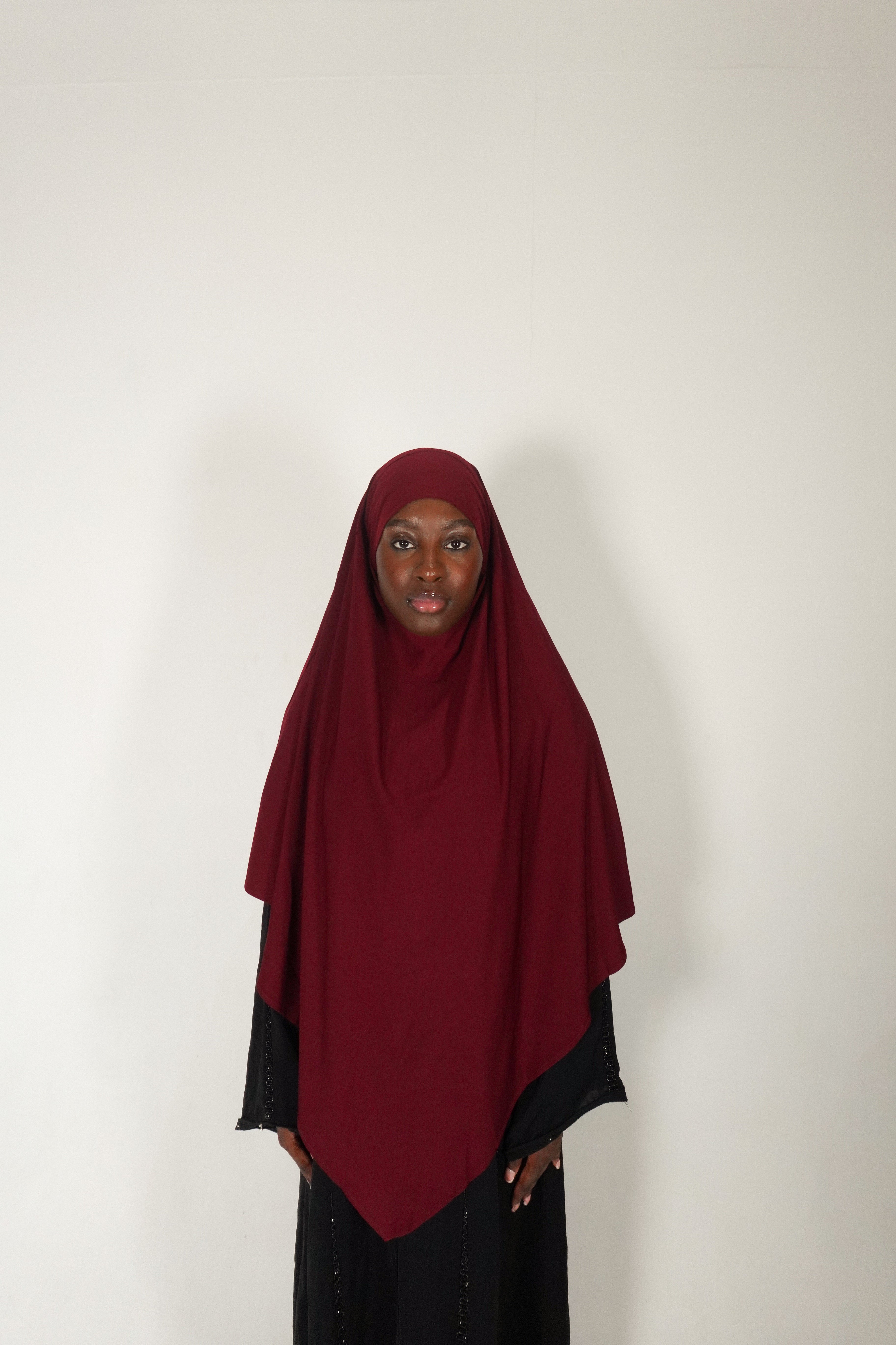Burgundy Jersey Khimar