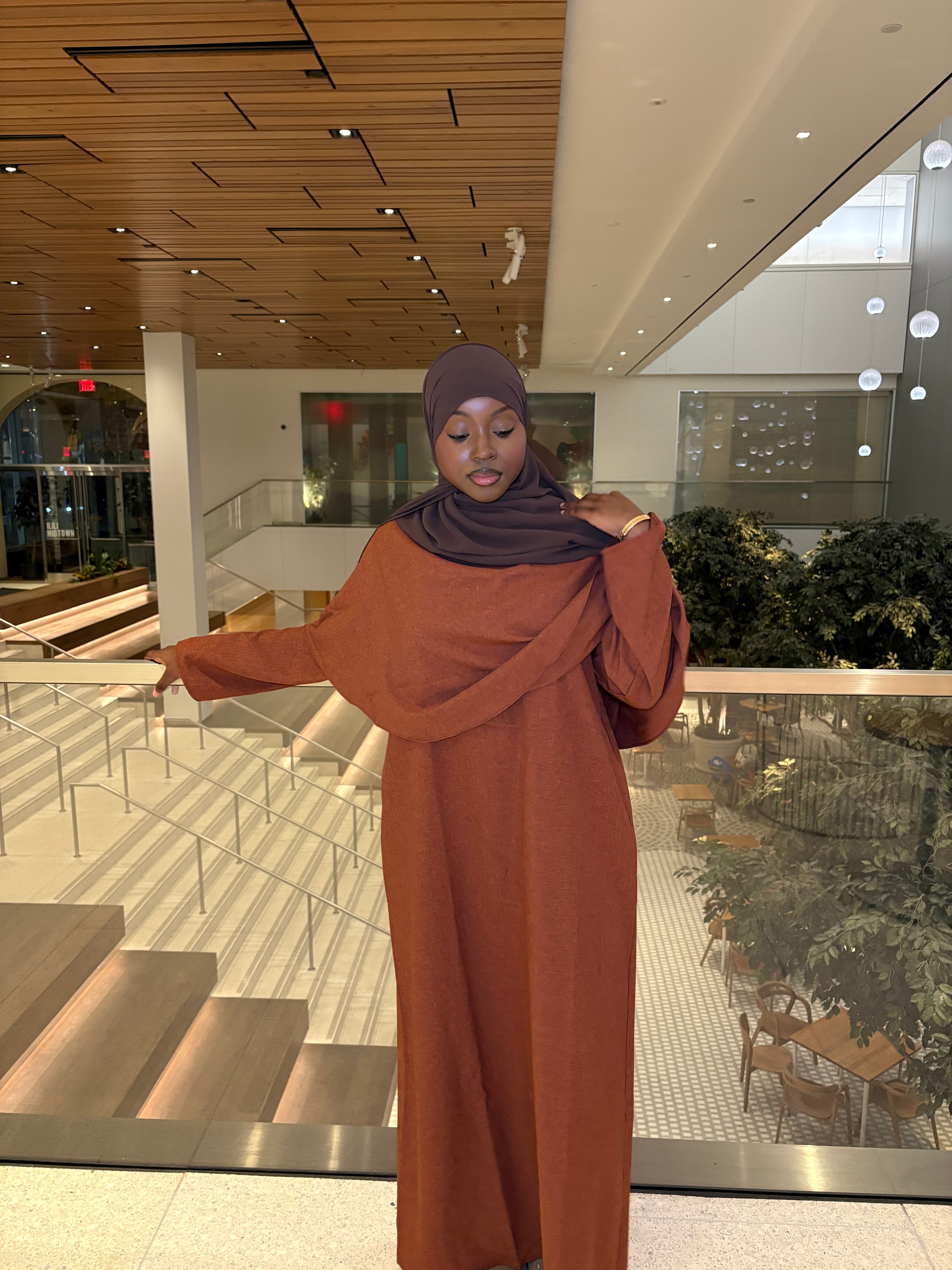 Burnt Orange Drape Abaya