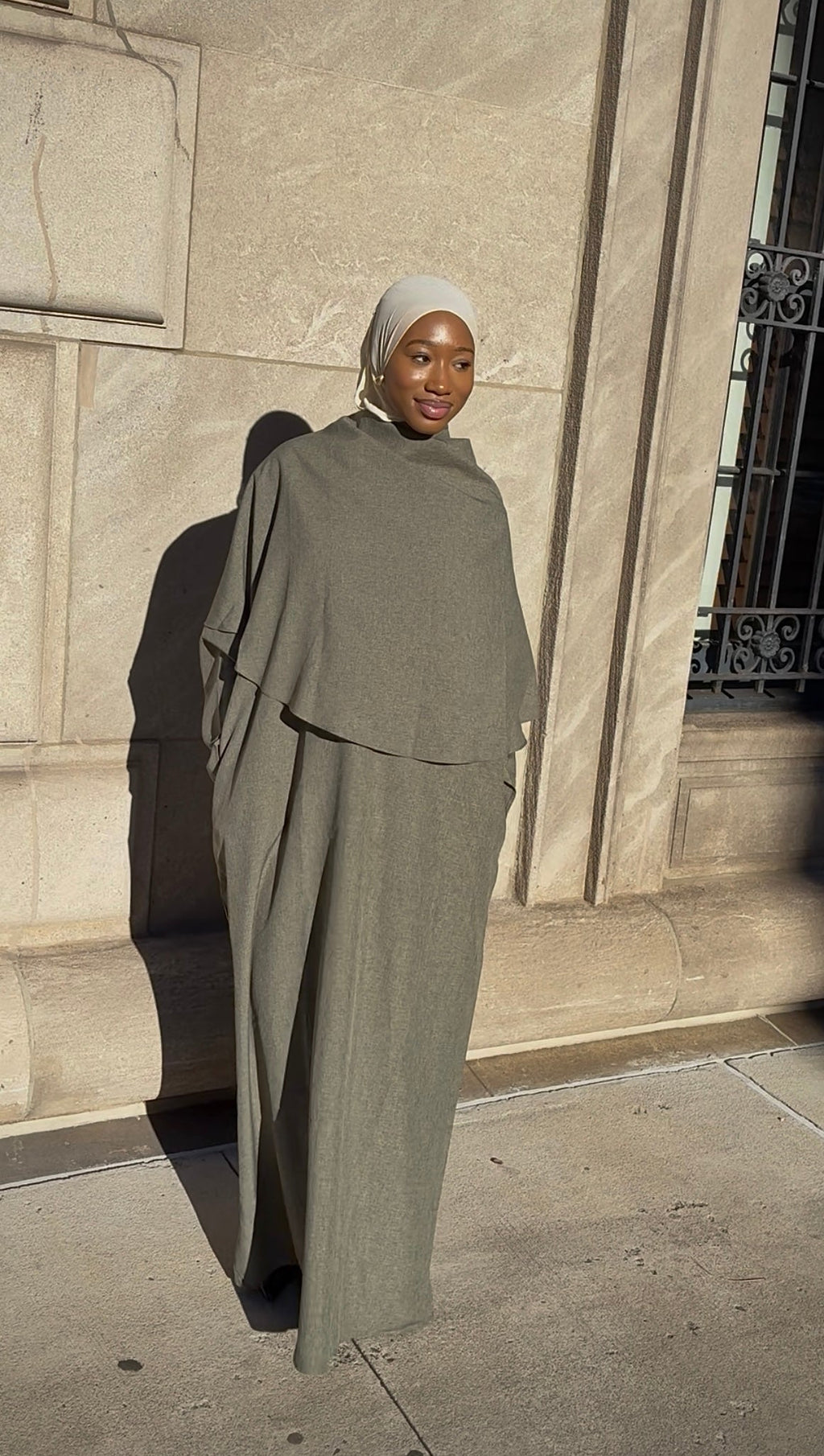 Olive Green Drape Abaya