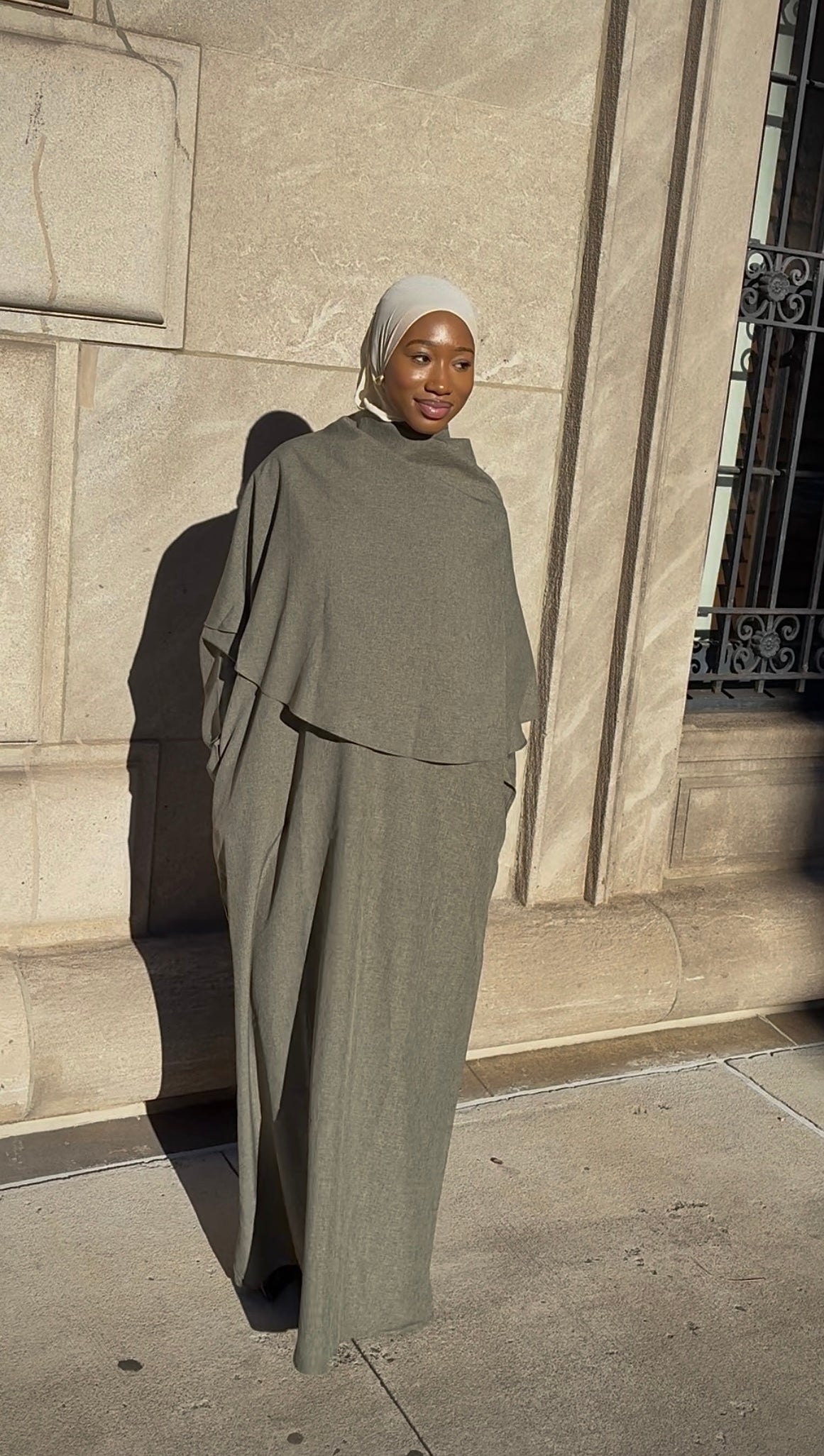 Olive Green Drape Abaya